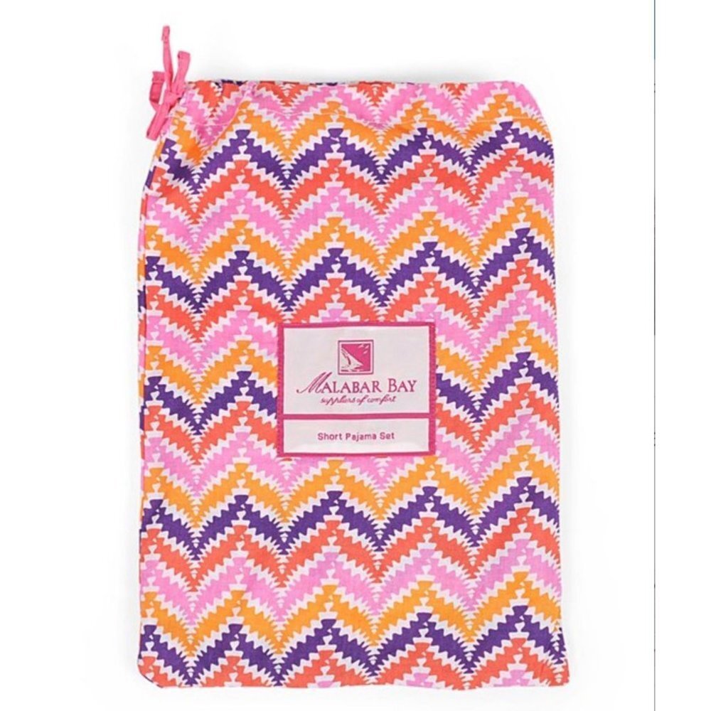 Malabar Bay Pink & Purple Zigzag Organic Cotton Summer Pajama Set - Small - Picture 4 of 6